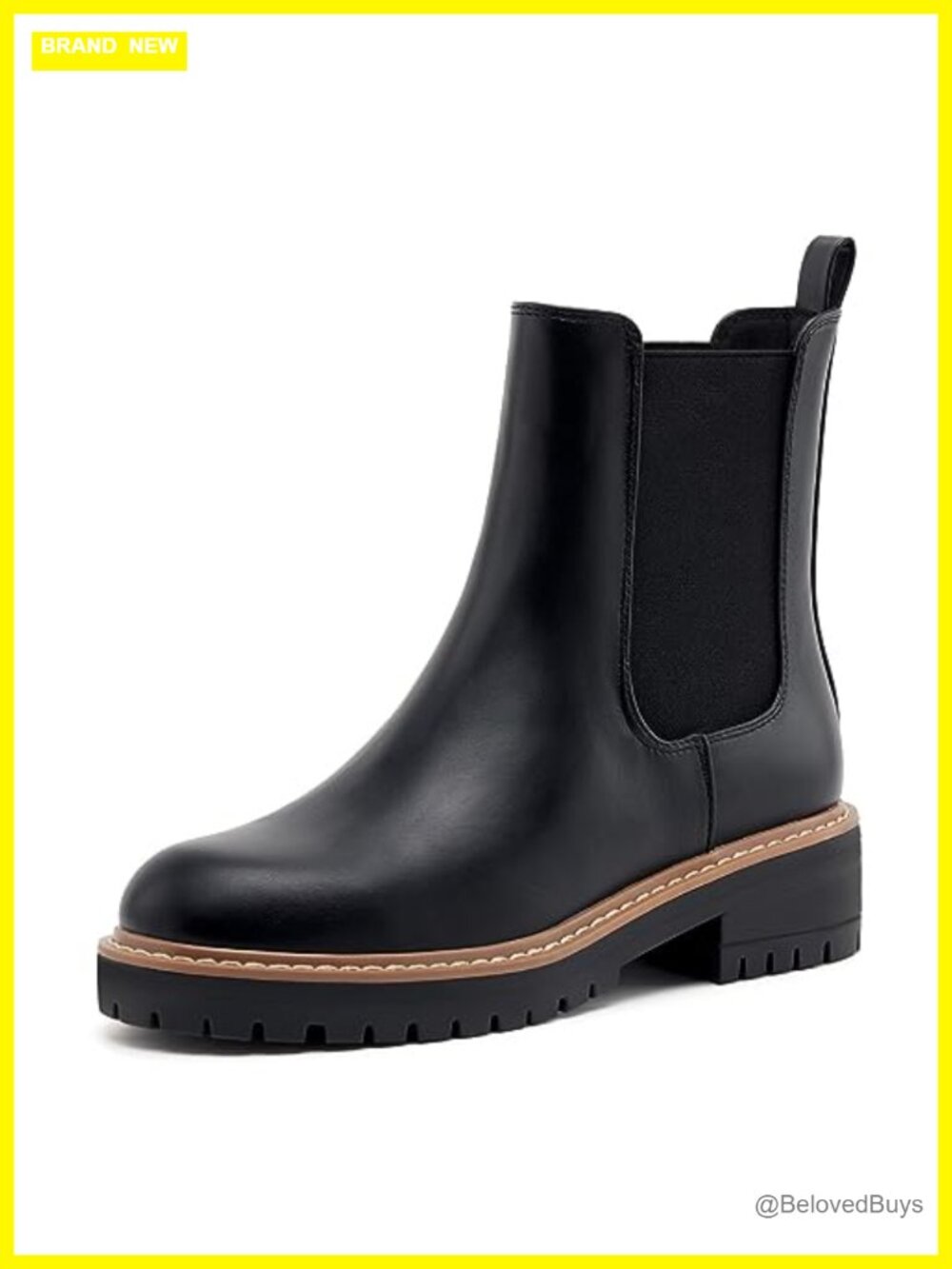 Women's Faux Leather Chelsea Boots Slip On Ankle Booties Chunky Block Heel